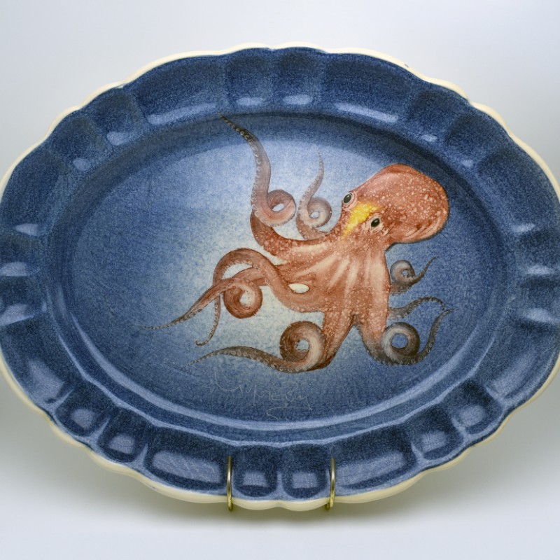 Πιατέλα δαντελωτή λευκός πηλός χταπόδι