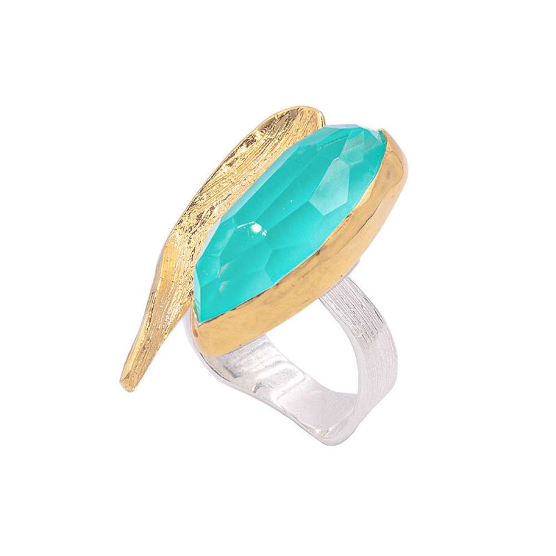 Δαχτυλίδι με πράσινο-μπλε χαλκηδόνιο
