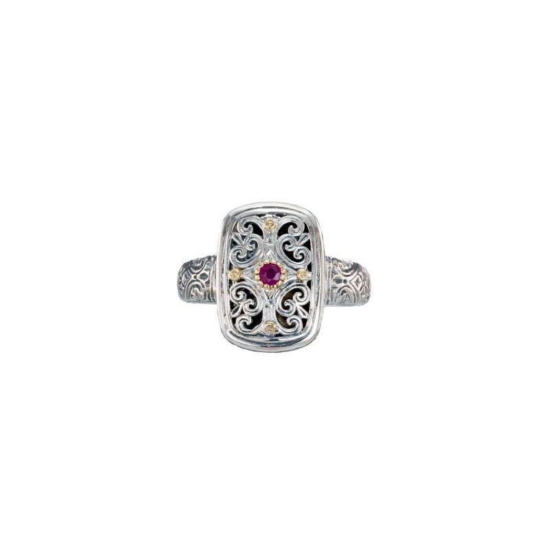 Δαχτυλίδι Mediterranean σε ασήμι με λεπτομέρειες από χρυσό 18 καρατίων