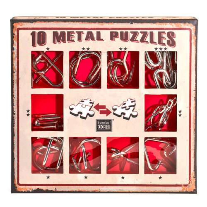 10 Metal Puzzles Red Set