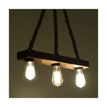 Φωτιστικό οροφής ξύλινο 3φωτο με σχοινί