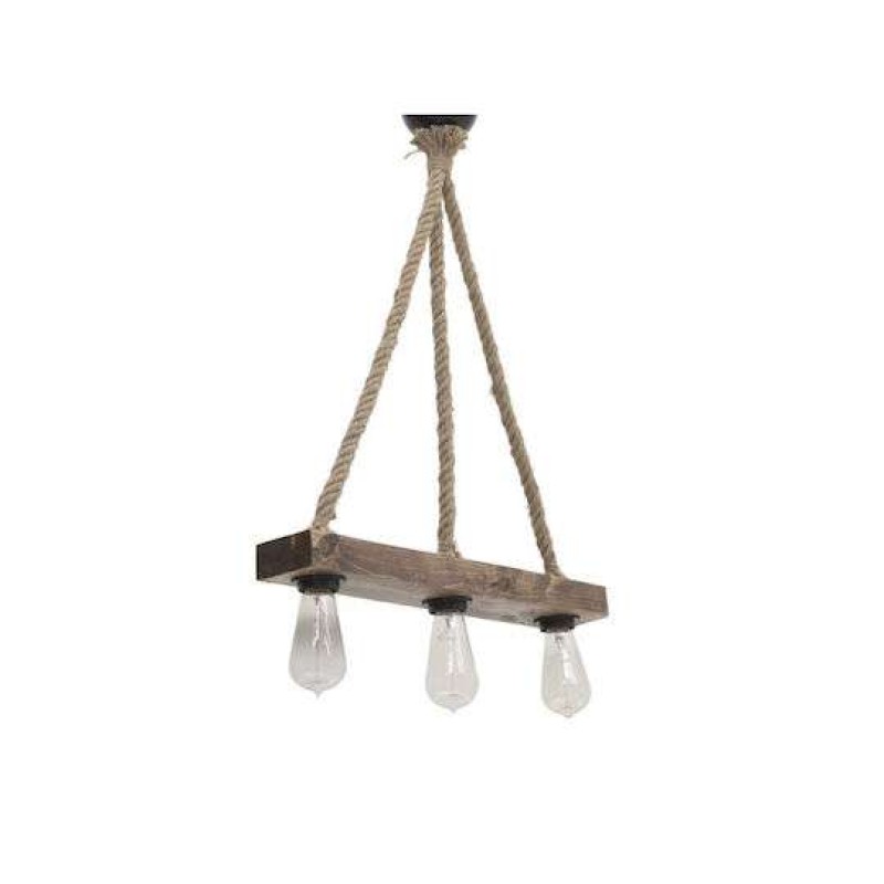 Φωτιστικό οροφής ξύλινο 3φωτο με σχοινί