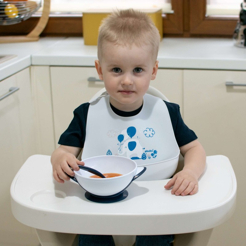 Μπολάκι με βεντούζα και κουτάλι μαύρο