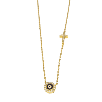 Κολιέ μάτι με σταυρό