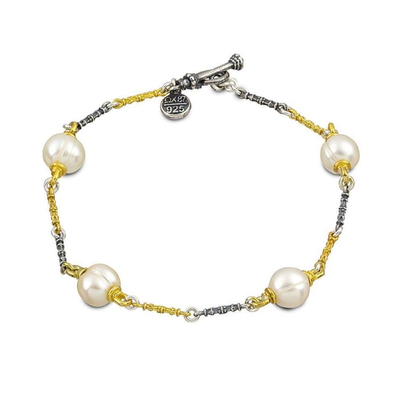 Βραχιόλι με επίχρυσα αλυσίδα και μαργαριτάρια