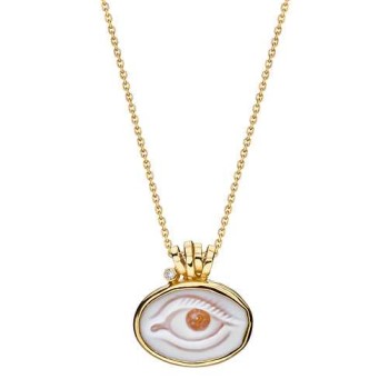 Μενταγιόν χρυσό με μάτι Cameo και διαμαντάκι