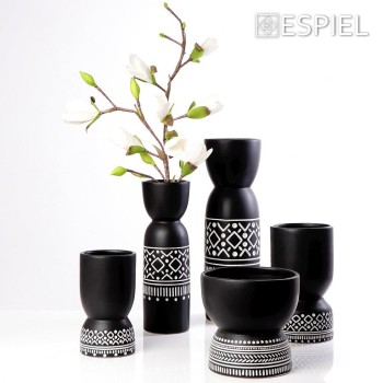 Βάζο κεραμικό μαύρο tribal