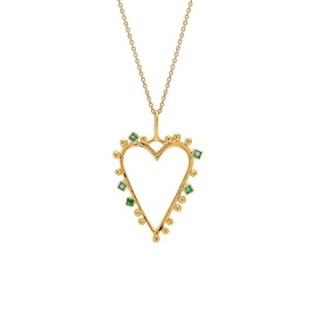 Μενταγιόν καρδιά 14K χρυσού με σμαράγδια