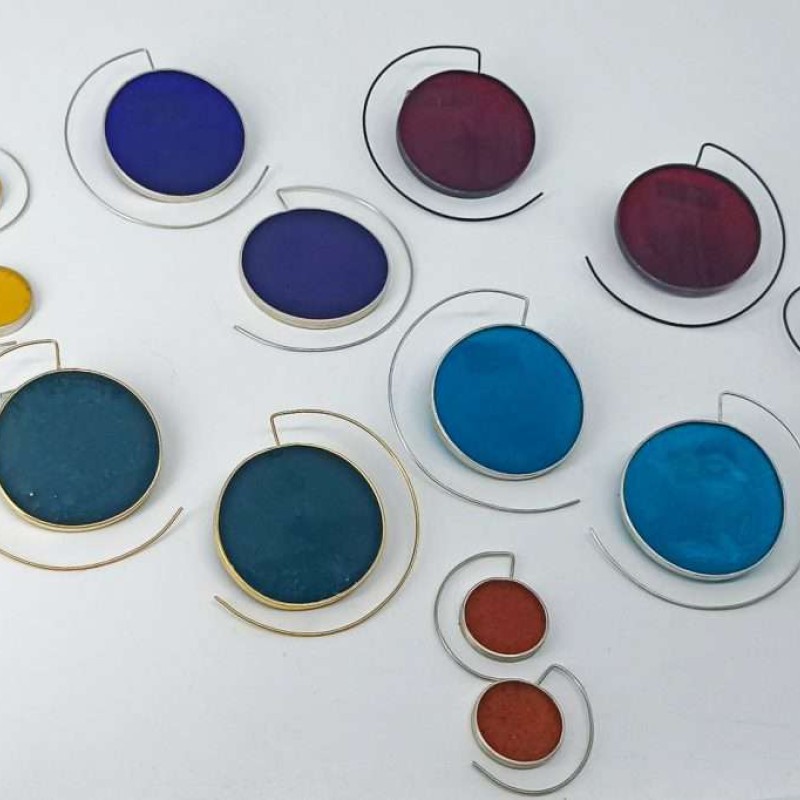 Disc earrings ματ μπλε ρουά