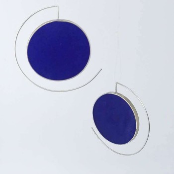 Disc earrings ματ μπλε ρουά