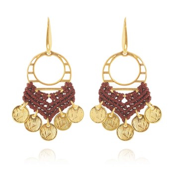 Σκουλαρίκια με μακραμέ και φλουριά