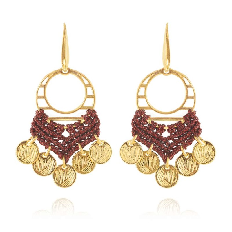 Σκουλαρίκια με μακραμέ και φλουριά