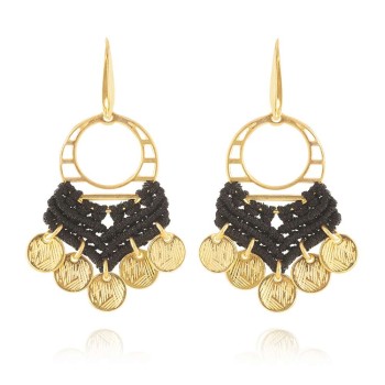 Σκουλαρίκια με μακραμέ και φλουριά