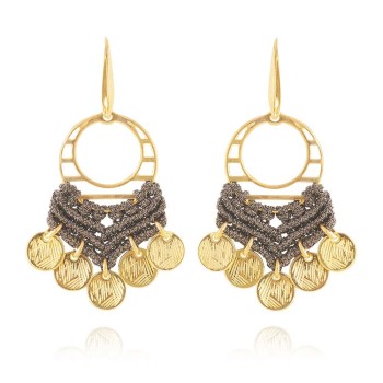 Σκουλαρίκια με μακραμέ και φλουριά