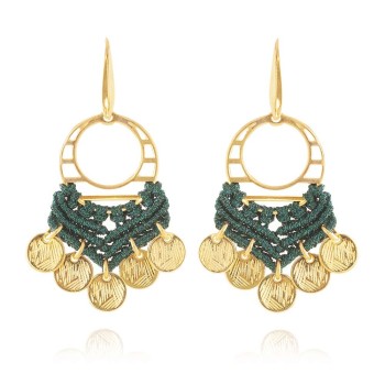 Σκουλαρίκια με μακραμέ και φλουριά