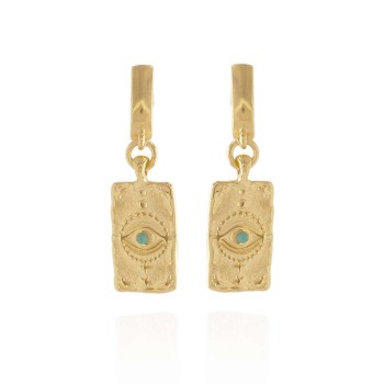 Σκουλαρίκια με μάτι και τυρκουάζ στρας