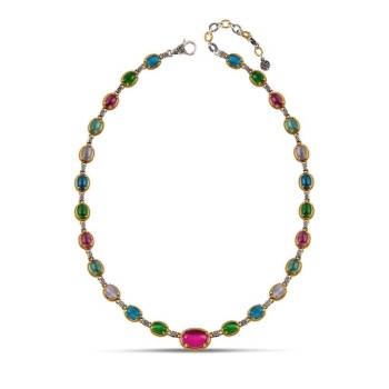 Ασημένιο Κολιέ με Cat Eye Πέτρες