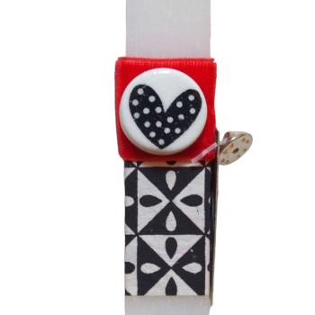 Λαμπάδα με κεραμική καρφίτσα με καρδιά