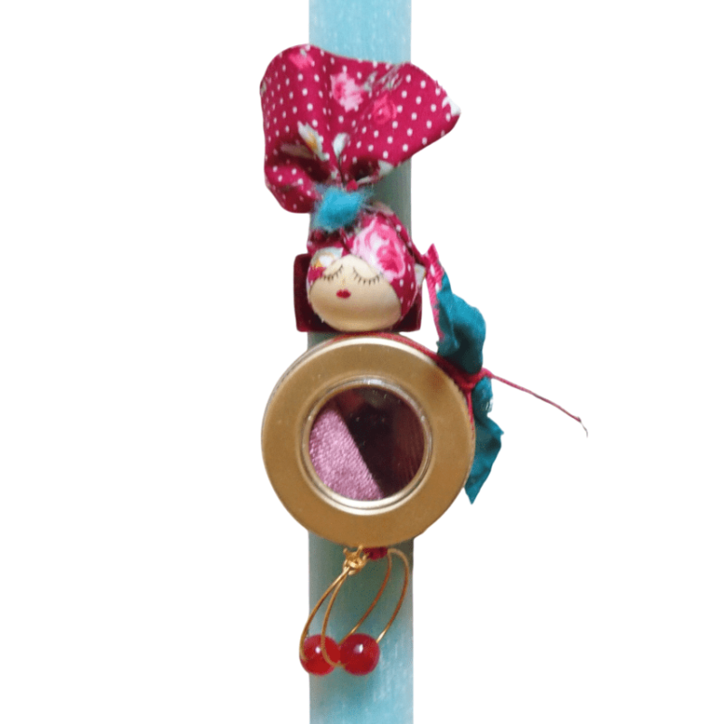 Λαμπάδα με σκουλαρίκια κρίκους με κόκκινη πέτρα