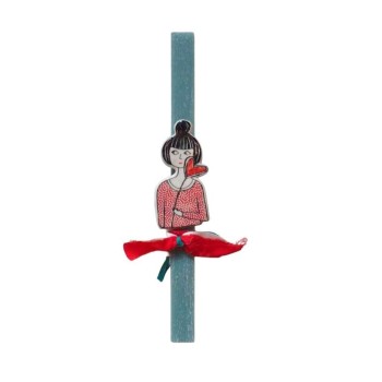 Λαμπάδα με κεραμική καρφίτσα με γυναικεία φιγούρα