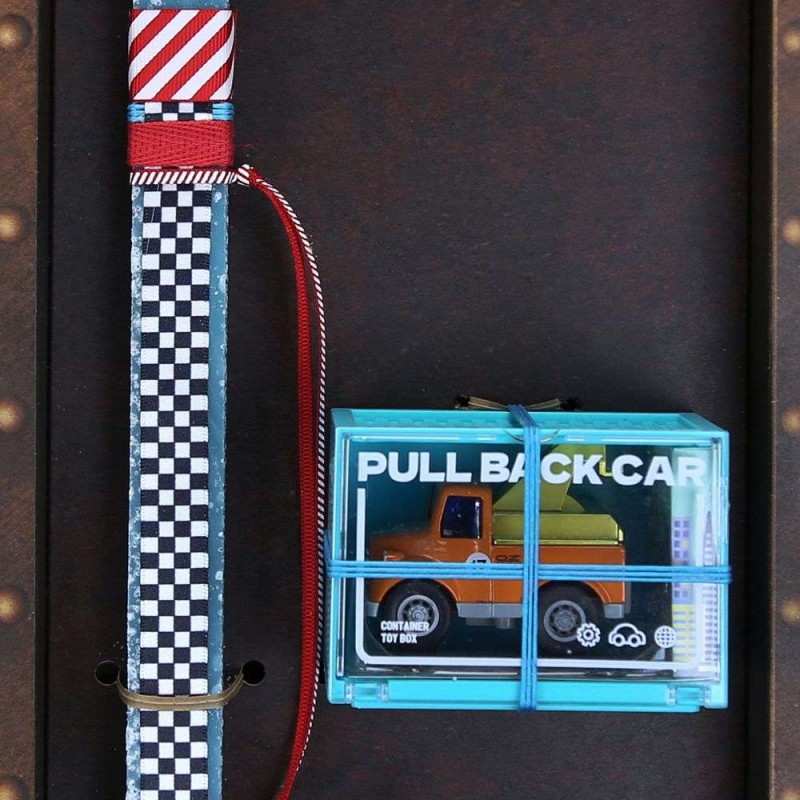 Λαμπάδα Αυτοκινητάκι pull back - Ρυμουκλκό