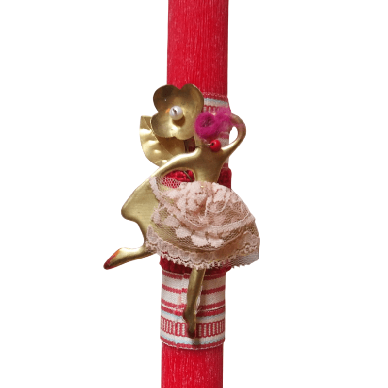 Λαμπάδα με καρφίτσα με μπαλαρίνα μπρούτζινη