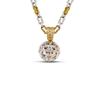 Μενταγιόν με σφαίρα και δίχρωμη αλυσίδα