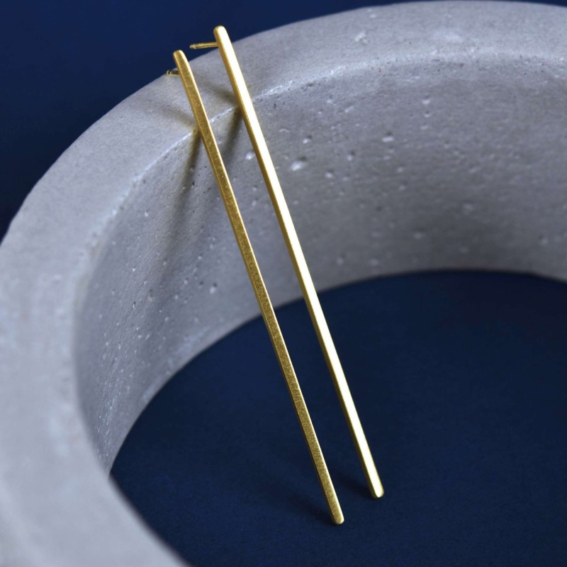 Σκουλαρίκια μακριά γραμμές επίχρυσα