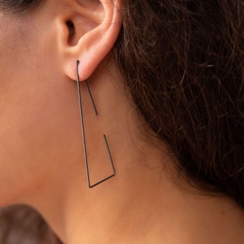 Σκουλαρίκια ανοιχτά τρίγωνα threaders επιπλατινωμένα