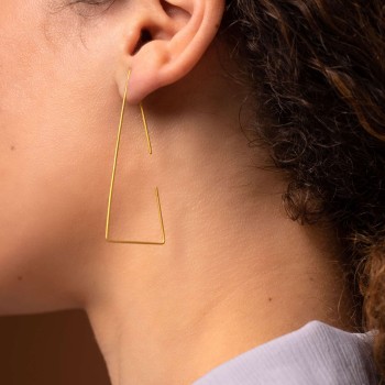 Σκουλαρίκια ανοιχτά τρίγωνα threaders επίχρυσα