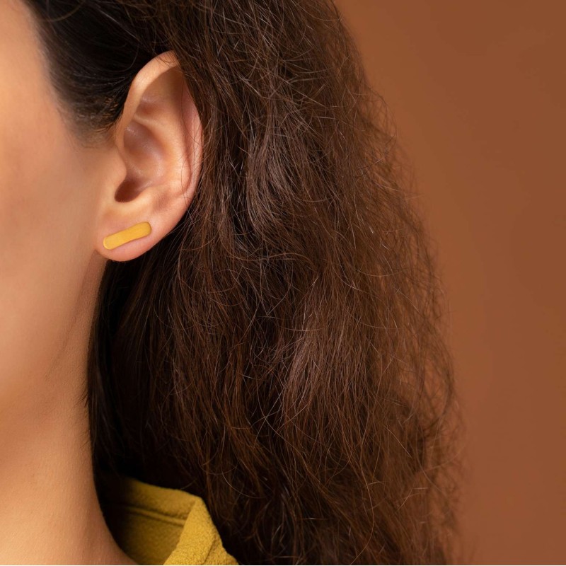 Μικρά σκουλαρίκια flat bar gold