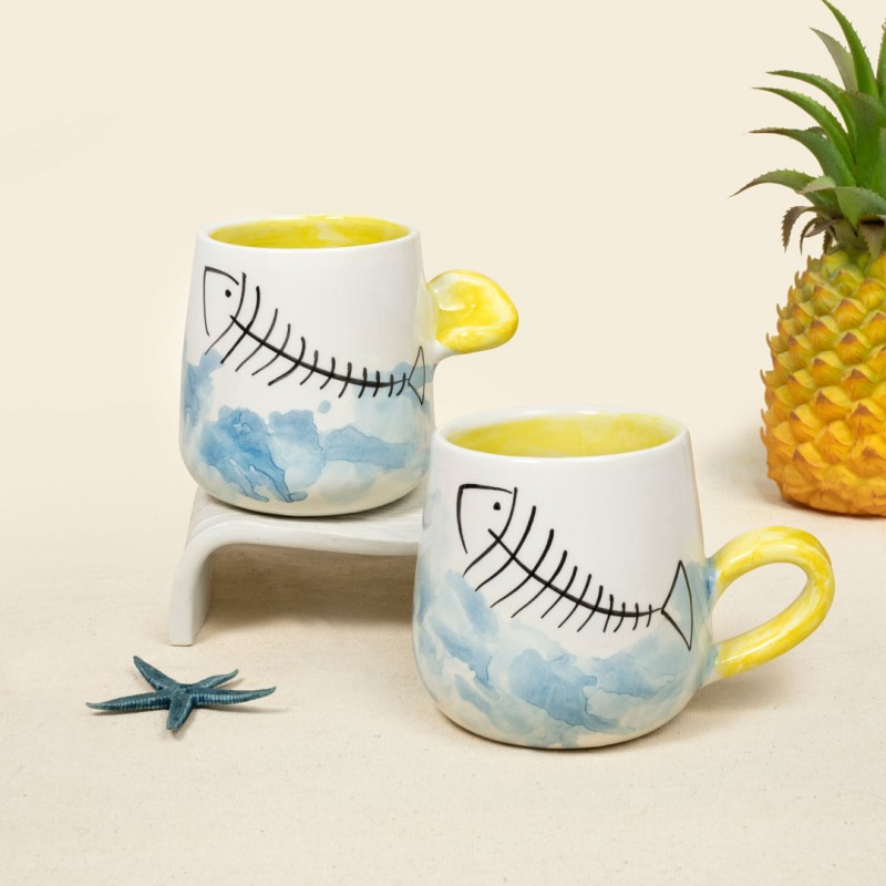 Κούπα κεραμική με ψαροκόκκαλο