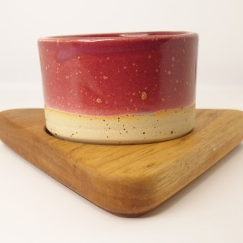 Κουπάκι κεραμικό μπλε με ξύλινη βάση