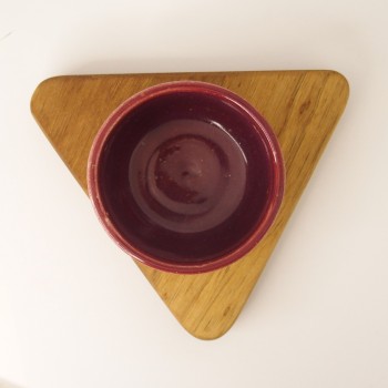 Κουπάκι κεραμικό μπλε με ξύλινη βάση