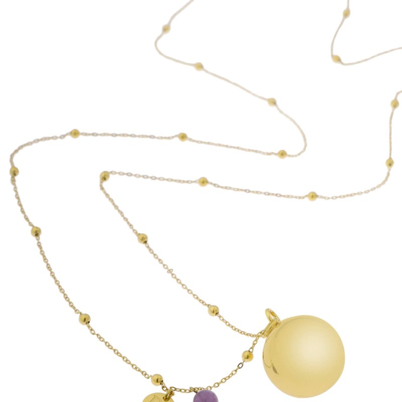 Μενταγιόν Εγκυμοσύνης Bola Olivia Gold Chain Γκρι Aχάτης