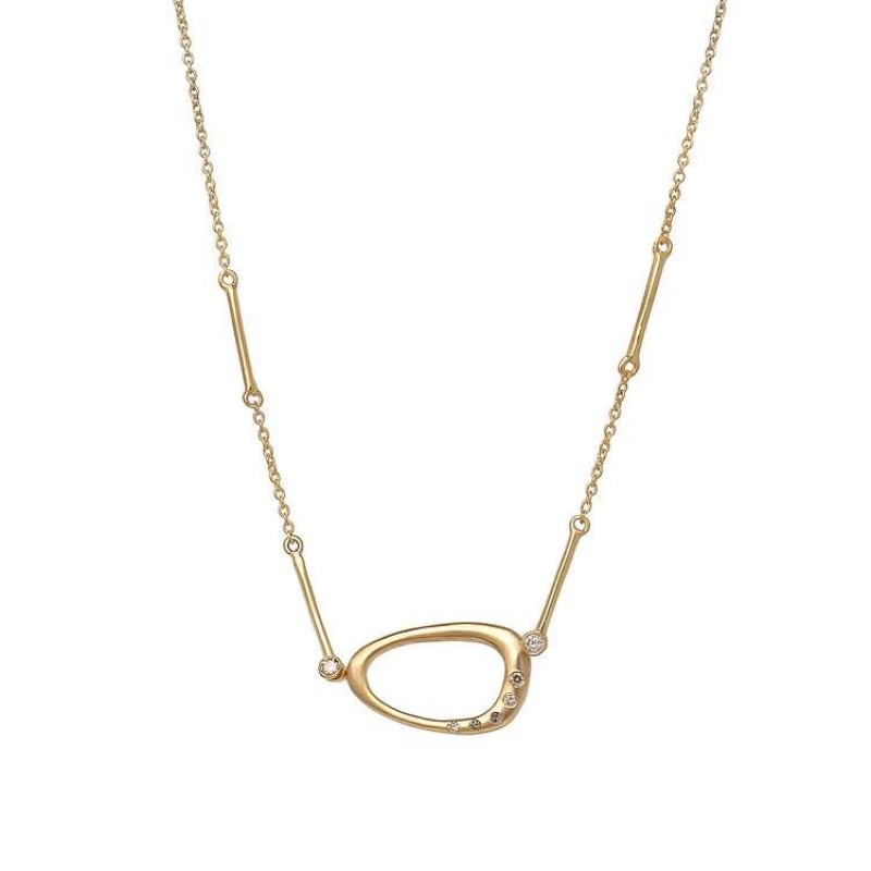 Κολιέ χρυσό με σφαιρικό σχήμα και διαμαντάκια