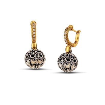 Σκουλαρίκια Ασημένια σφαίρα με ζιρκόν