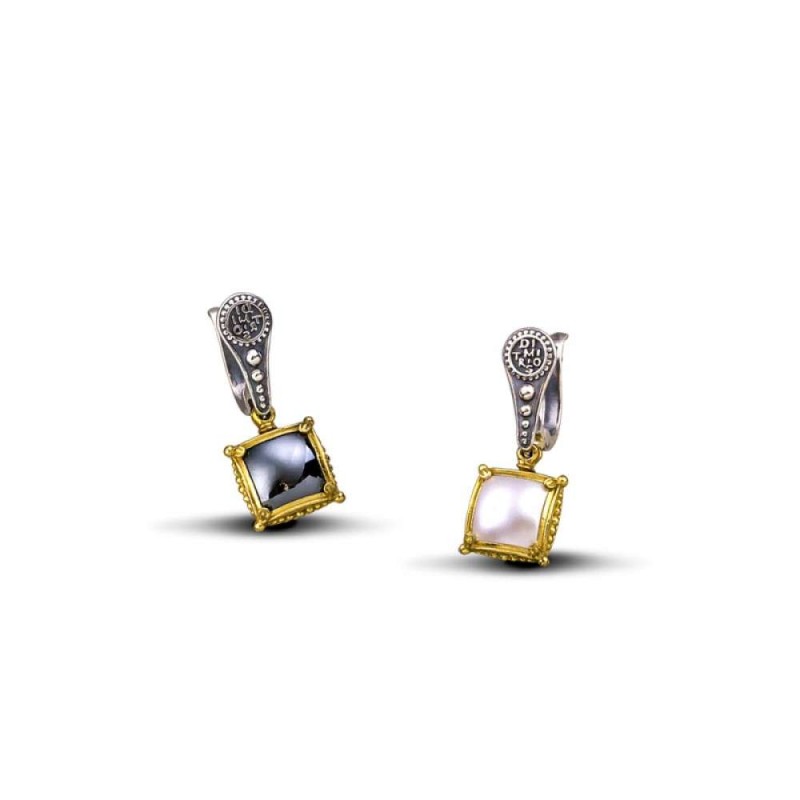 Σκουλαρίκια Ασημένια διπλής όψεως