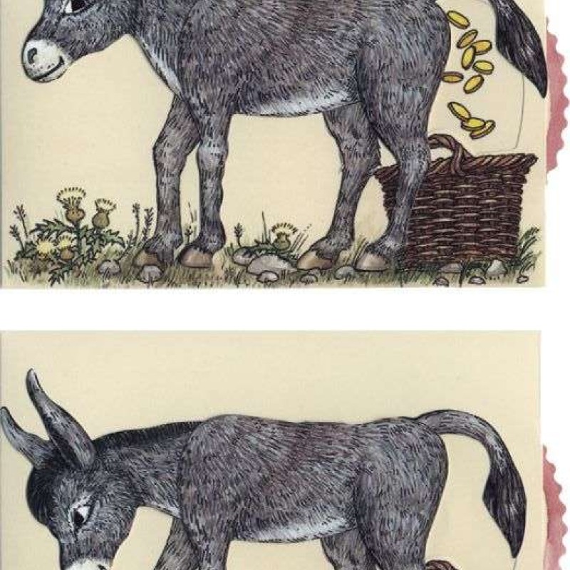 Ζωντανή κάρτα  "Tο γαϊδουράκι με τα χρυσά νομίσματα"