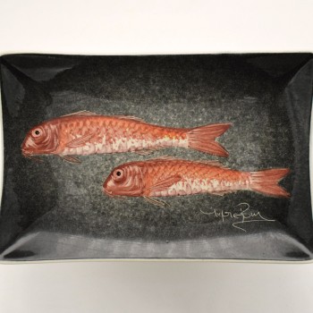 Πιάτο παραλληλογραμμο λευκός πηλός μπαρμπούνι